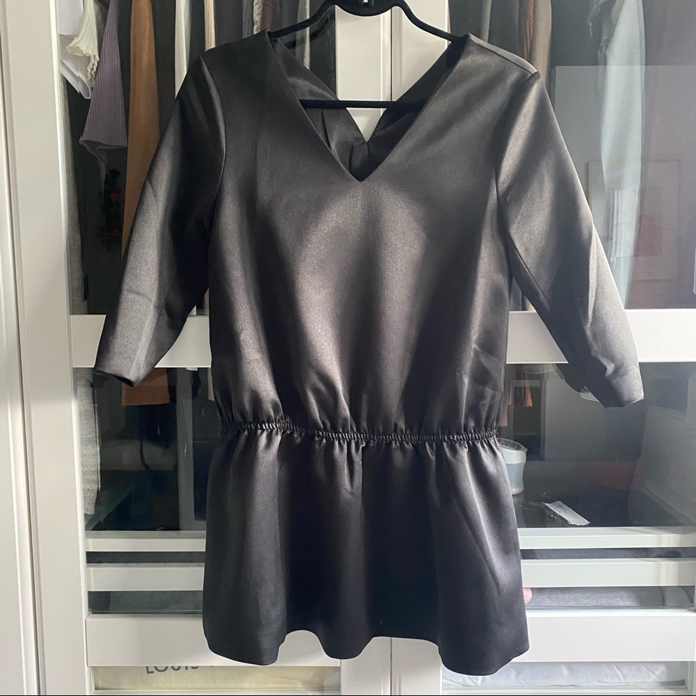 Satin v-neck blouse dress. Fully - lined. S